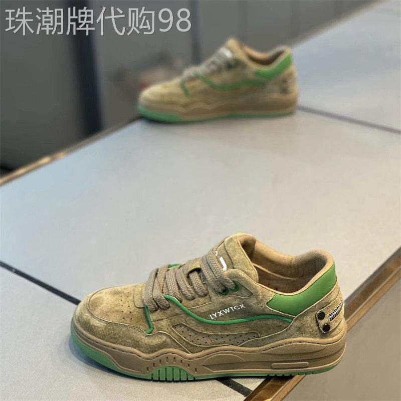 潮牌男鞋2026春夏新款磨砂真皮透气运动休闲鞋男百搭低帮软底板鞋