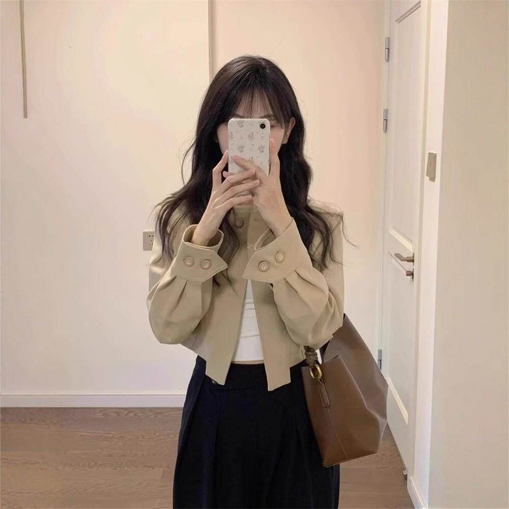 日系小香风西装短外套女秋冬季美拉德穿搭宽松外搭高级感开衫夹克