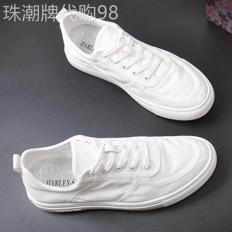 白色帆布鞋男2025新款休闲潮透气板鞋男低帮韩版百搭运动小白鞋男