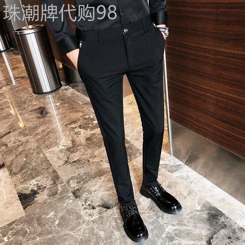 LL男装秋季修身小脚西裤男士商务正装裤新款高级感九分休闲裤子潮