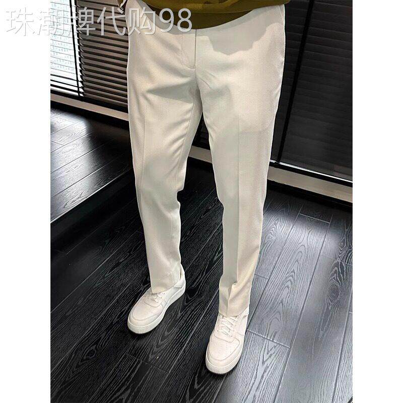 高端白色休闲西裤男士夏季2026新款百搭男裤春秋薄款小脚裤子男款