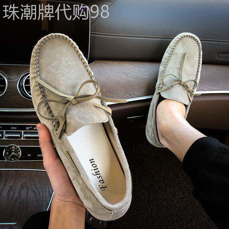 2025夏季新款豆豆鞋男真皮软底懒人鞋韩版潮流精神小伙英伦休闲鞋