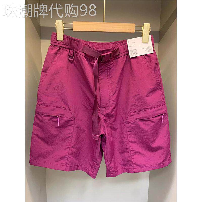 玫红色工装短裤女夏季薄款速干休闲裤宽松显瘦高腰运动五分裤中裤