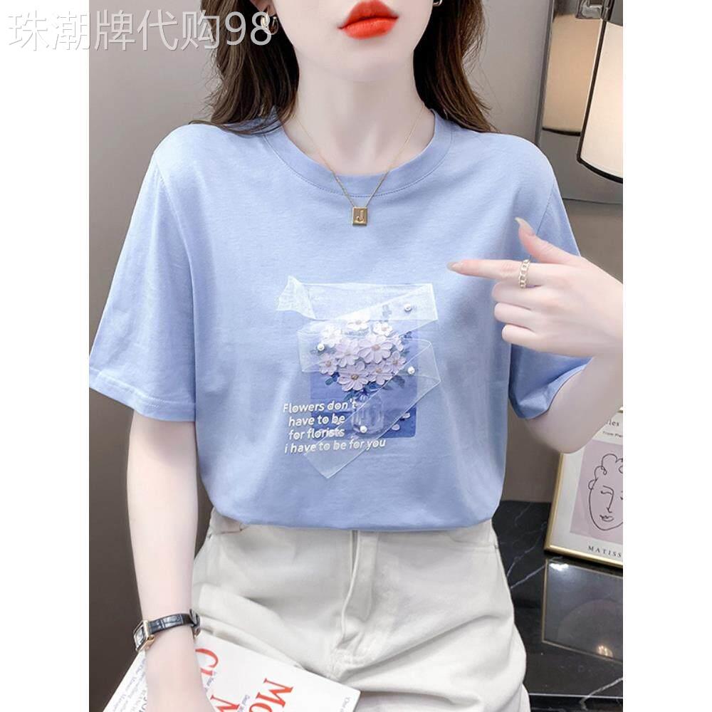短袖t恤女装夏季2026年新款小个子雪纺上衣宽松洋派减龄正肩小衫
