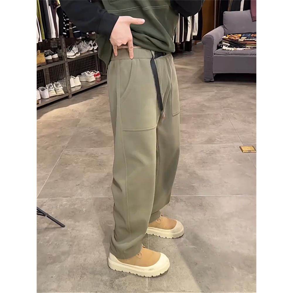 2025秋冬户外加绒弯刀休闲裤男简约时尚宽松百搭保暖直筒工装长裤,男装,时尚工装裤,淘宝优惠券,粉丝福利购,淘宝优惠卷