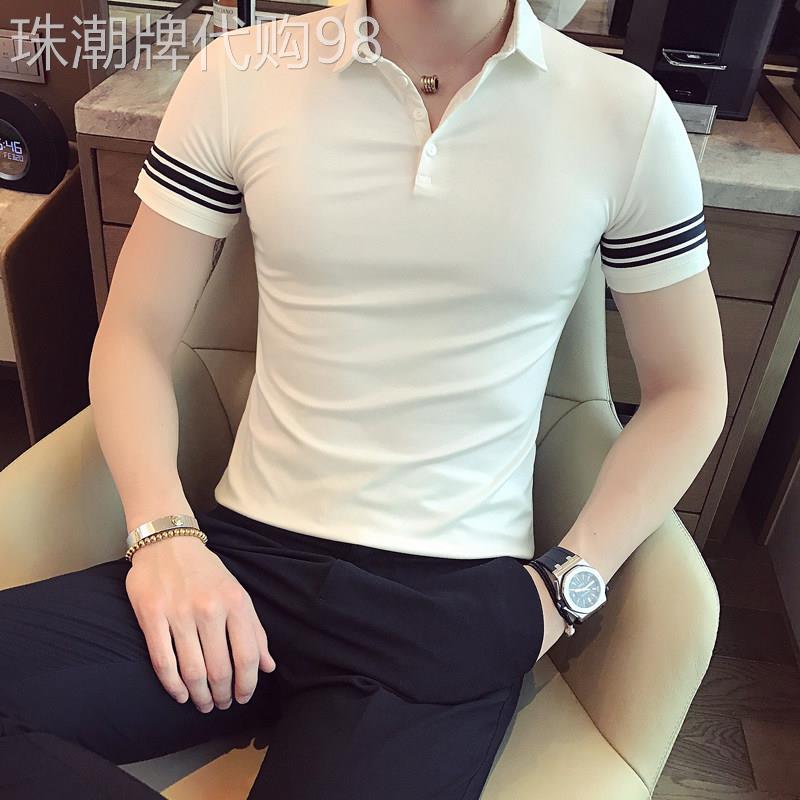 LL男装冰丝polo衫男士潮牌修身夏季休闲短袖韩版潮流高端翻领t恤