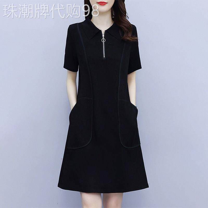 潮牌POLO领洋装女2026夏季新款胖mm大尺码遮肚子显瘦休闲直筒裙子