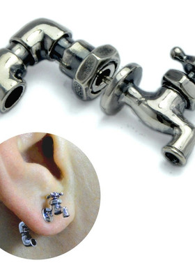 日本直邮 Musa Singing 男女款个性老式水龙头造型925银耳钉