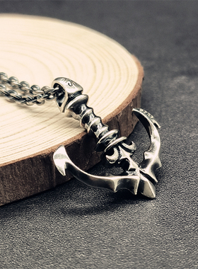 Musa Singing男款复古潮流螺旋船锚造型吊坠925纯银日系男式项链