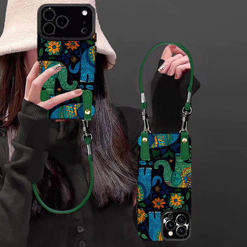 复古大象适用苹果17手机壳苹果16promax新款iPhone15高级感苹果14pro全包苹果13防摔苹果12挂绳11瞳眼羊皮壳