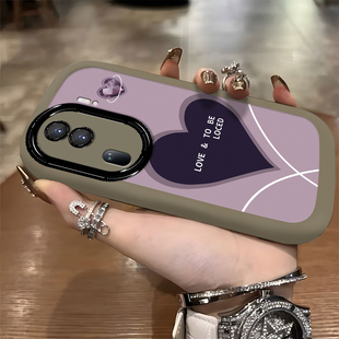 紫色水晶爱心适用opporeno12pro手机壳reno11新款 reno9全包findx7pro硅胶防摔a97软壳保护套reno8 reno10女款