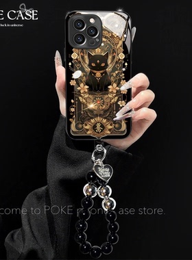 电镀玻璃招财猫适用荣耀400pro手机壳荣耀200pro女款80gt新款荣耀100Pro荣耀60se50全包荣耀magic4pro保护套