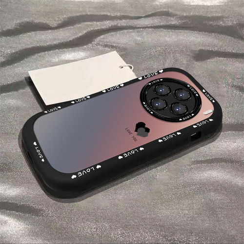 渐变爱心硅胶防摔简约手机壳