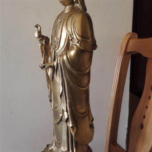 铸铜救世主观音菩萨塑像雕塑艺术品摆件敲铜锻铜雕刻室内树脂仿铜
