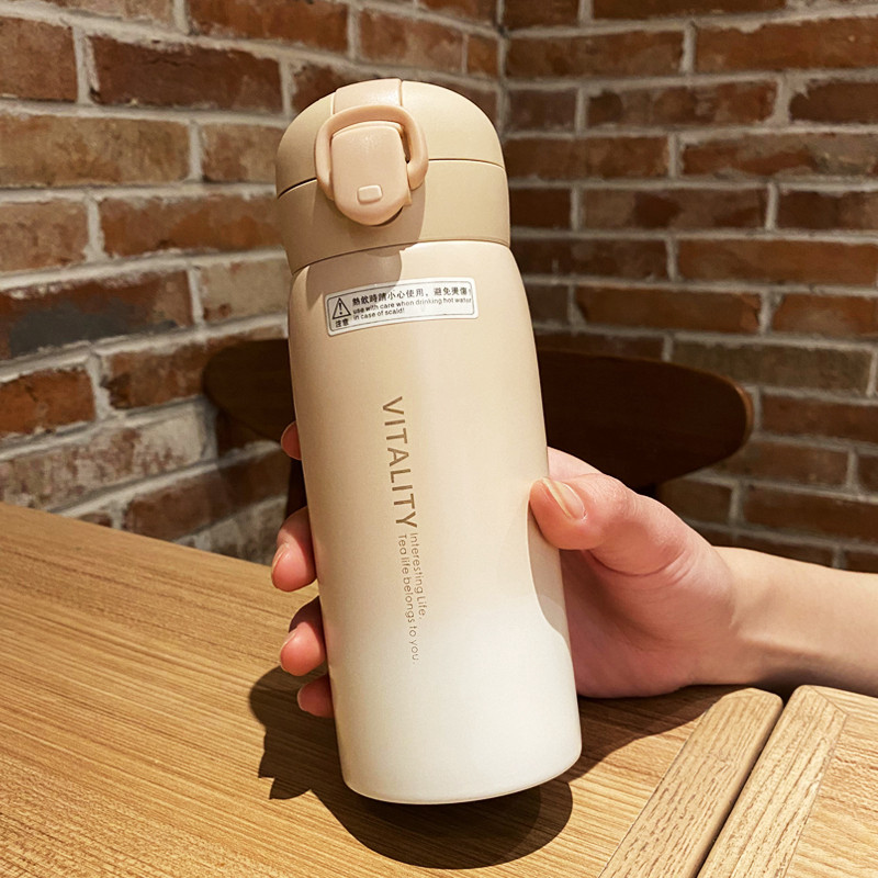 高颜值保温杯女可爱渐变色弹跳盖500ml水杯随身携带韩式网红杯子