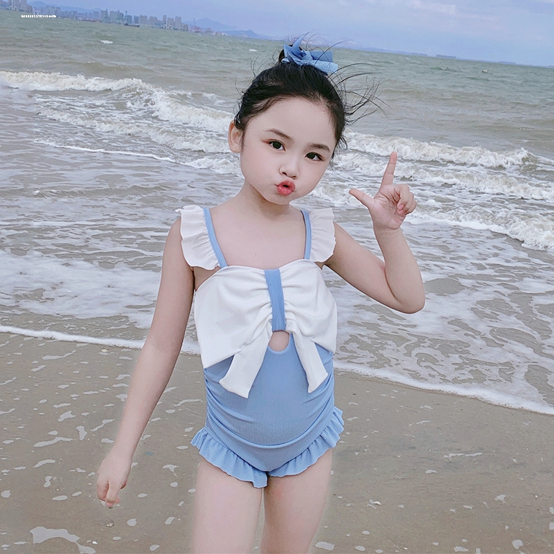 女童连体甜美裙式保守泳衣女宝宝可爱小公主游泳装小女孩泳衣儿童