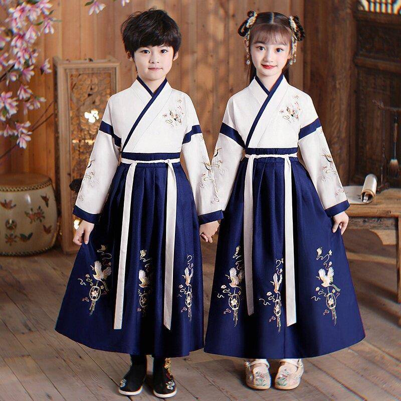 儿童古装汉服男童男孩宋代古代国学诗人范仲淹古诗词朗诵演出服装