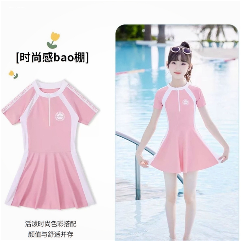 女童高颜值游泳衣2025夏季新款儿童连体裙式泳装公主风初中生泳衣