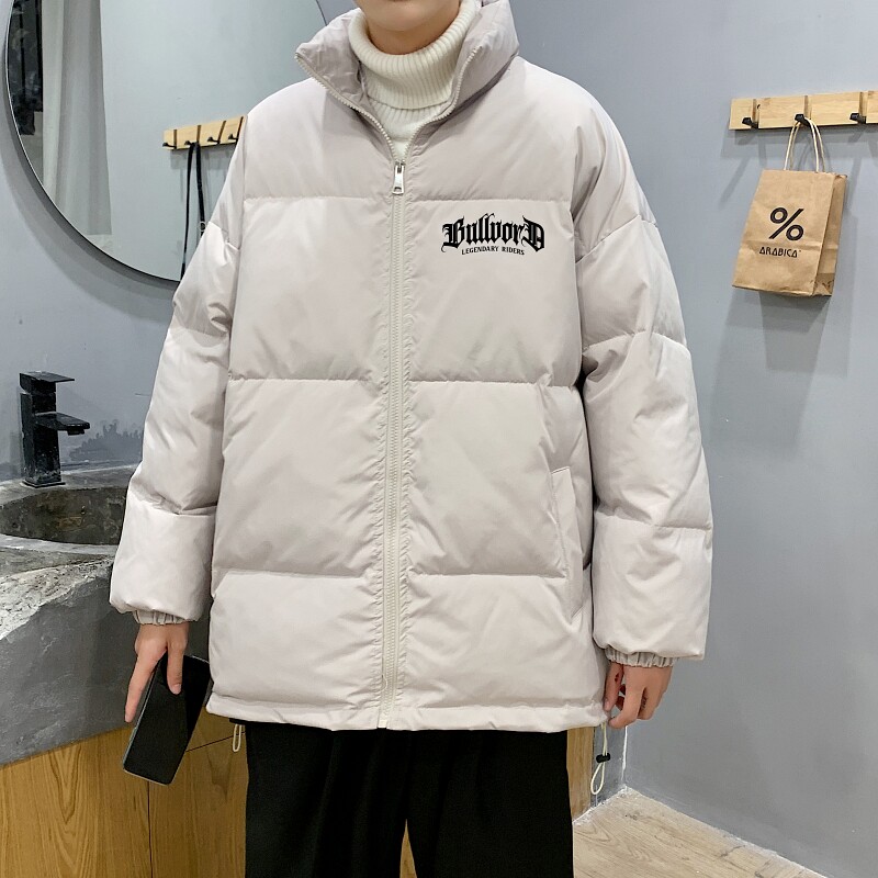 MY5564P85韩版慵懒风立领轻薄保暖面包服chic个性设计感印花字图片