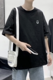 T2251P25港风室内纯棉男短袖港风对勾后背印花宽松休闲情侣装T恤，男装T恤，星座510A-6
