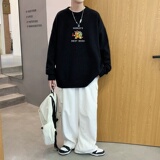 MD2997P55男春秋季ins潮流慵懒风印花圆领毛衣休闲打底针织衫外套，男装针织衫/毛衣，星座510A-6
