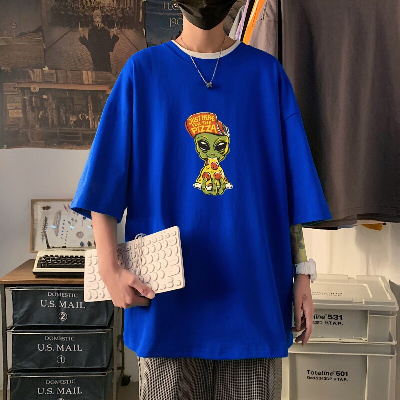 T3425P25春夏新款2022男宽松T恤港风落肩纯棉男T短袖潮趣印花T恤,男装T恤,星座510A-6