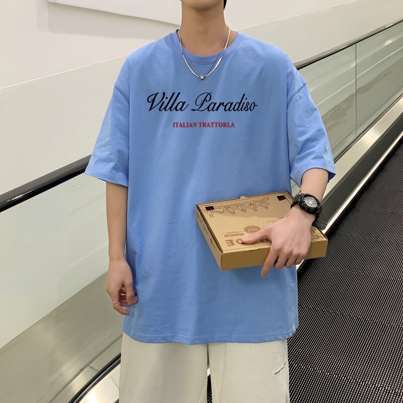 T3342P25港风落肩纯棉男T短袖潮趣印花T恤春夏新款2022男宽松T恤,男装T恤,星座510A-6