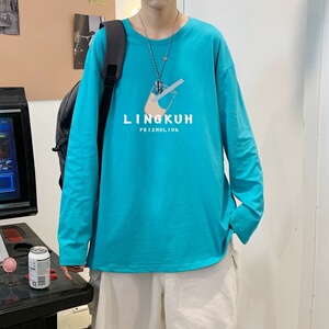 C2707P30长袖t恤男士纯棉潮牌宽松春秋季港风ins潮流内搭打底衫图片