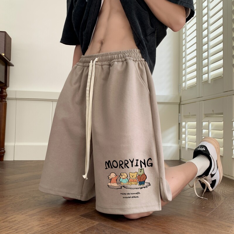 网红短裤男夏季薄款2025潮牌运动休闲美式大码青少年华夫格五分裤图片