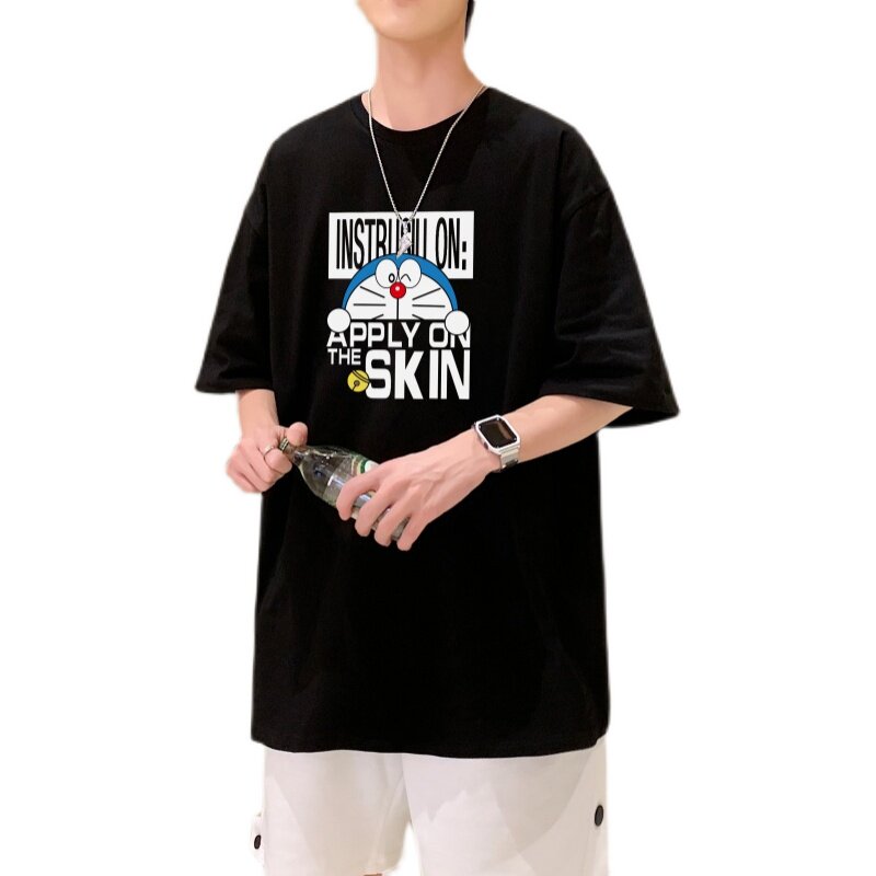 T3485P25春夏新款2022男宽松T恤港风落肩纯棉男T短袖潮趣印花T恤,男装T恤,星座510A-6
