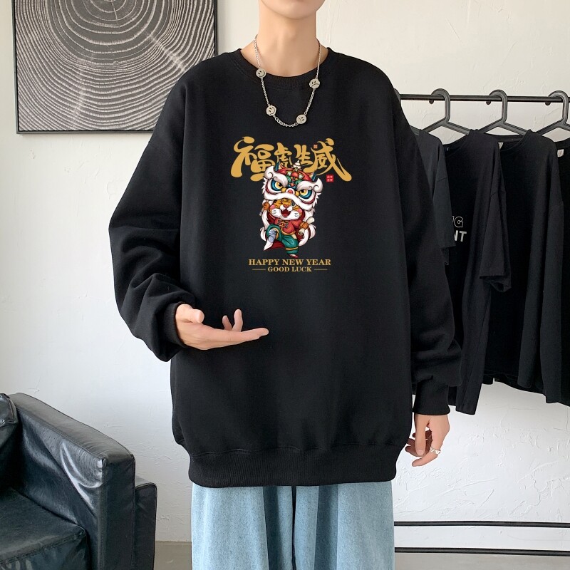 Y3256港风模特学生男卫衣圆领套头印花卫衣秋新款港风ins外套图片