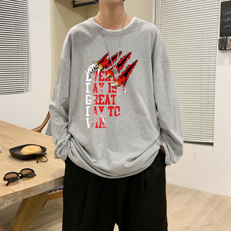 C2979P30潮牌长袖纯棉t恤秋季体恤宽松潮流潮趣文字印花宽松T恤,男装T恤,星座510A-6