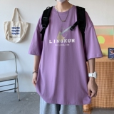 T3252P25春夏新款2022男士宽松T恤港风落肩纯棉男T短袖T恤加大男T，男装T恤，星座510A-6