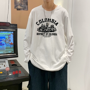 TC4005P30春秋季新款男士纯棉长袖t恤宽松夏季上衣服情侣打底衫图片