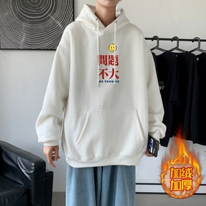 LR6022P65 落肩宽版连帽卫衣打底100%棉加绒加厚高货卫衣 白色图片