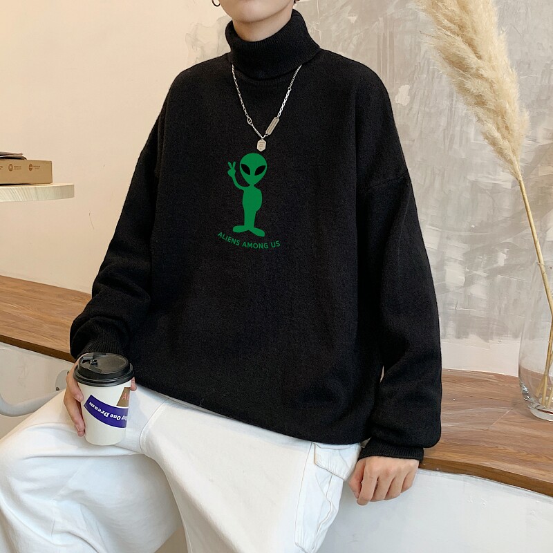 MG5541P65美式复古毛衣男加绒加厚春秋季oversize高街潮牌宽松,男装针织衫/毛衣,星座510A-6