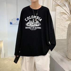 TC4005P30春秋季新款男士纯棉长袖t恤宽松夏季上衣服情侣打底衫图片