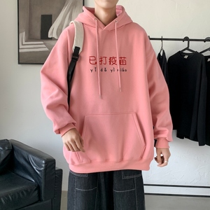 L2303P48新款2021秋冬连帽卫衣男大码运动帽衫宽松薄外套图片