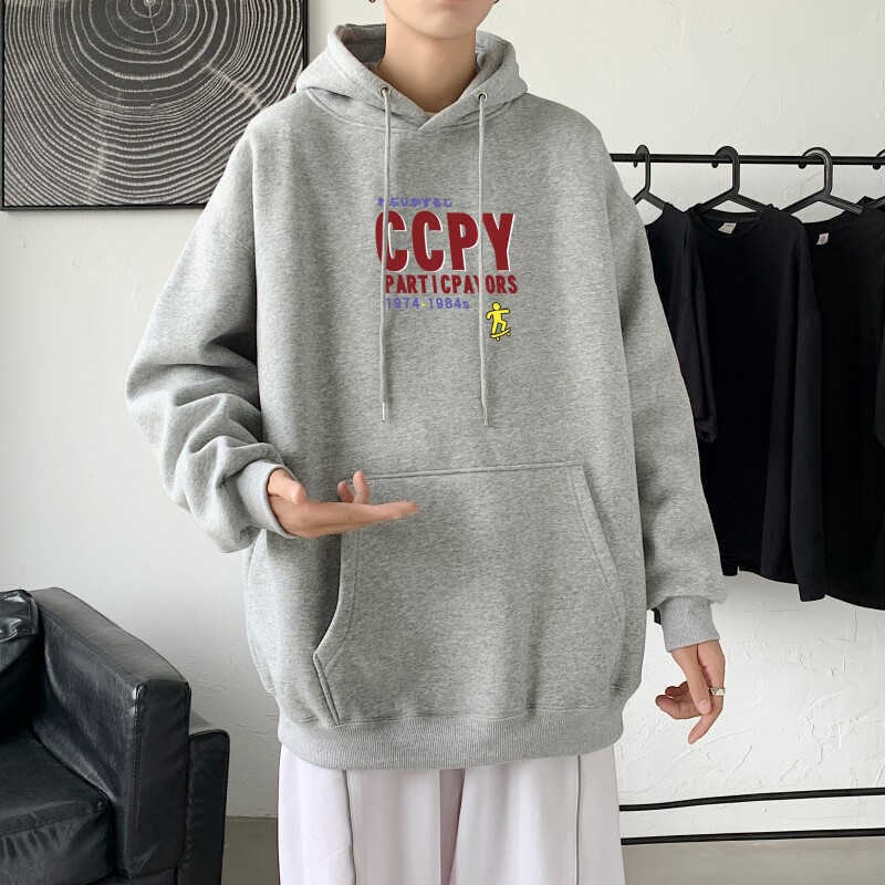 L2427P48秋卫衣2021秋新款港风ins连帽套头印花卫衣外套学生男女图片