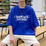 T3484P25春夏新款2022男宽松T恤港风落肩纯棉男T短袖潮趣印花T恤，男装T恤，星座510A-6
