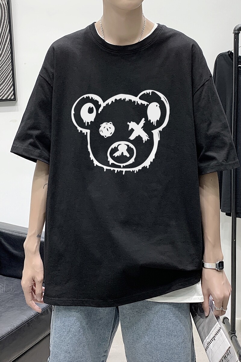 T1907P25港风室内新款半袖宽松圆领印花t恤情侣装潮牌男士夏季t恤,男装T恤,星座510A-6