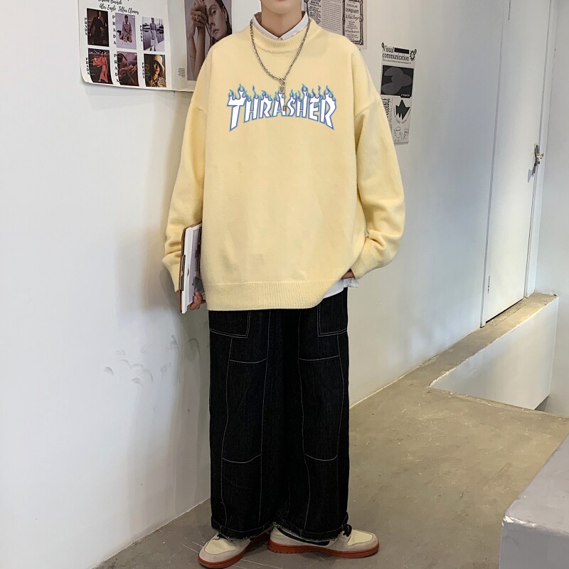 MD2842P55男生秋季宽松毛衣外套男士潮流休闲针织衫圆领毛衣上衣,男装针织衫/毛衣,星座510A-6