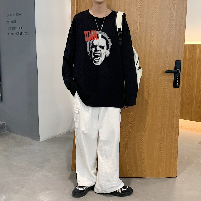 TC5186P30纯棉长袖t恤男春秋季内搭打底衫ins潮流宽松韩版情侣体,男装T恤,星座510A-6