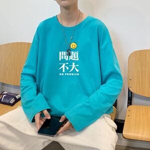 C2623P30潮牌圆领长袖t恤男纯棉潮情侣打底2023新韩版港风卫衣图片