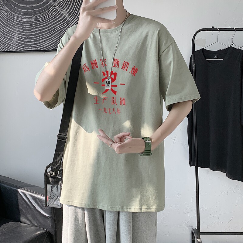 T1929P25港风室内新款半袖7080年代复古印花t恤潮牌男士夏季t恤图片