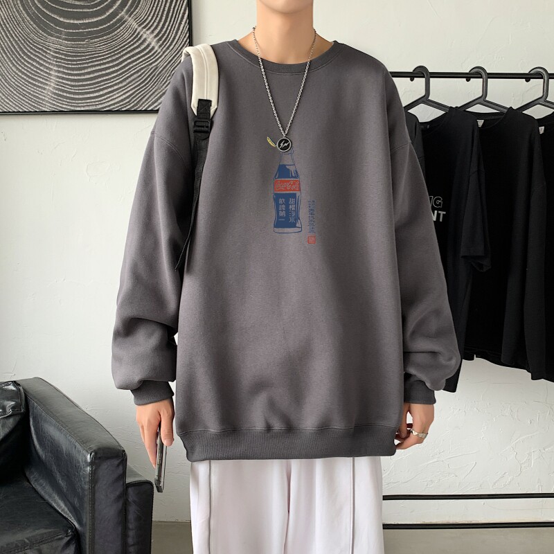 Y2484P38港风21秋季新款动漫圆领卫衣男潮流宽松青少年休闲外套图片