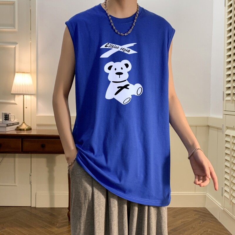 TW6640P25夏季男士t恤坎肩背心篮球宽松无袖纯棉潮牌个性潮流运动,男装背心/马甲,星座510A-6