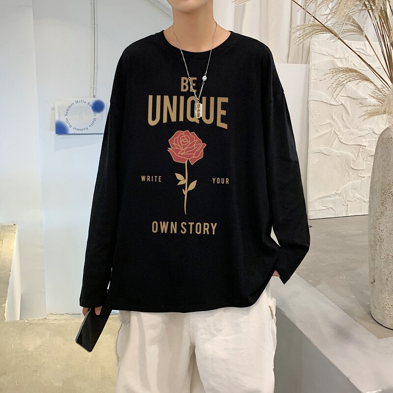 TC4004P30春秋季新款男士纯棉长袖t恤宽松夏季上衣服情侣打底衫,男装T恤,星座510A-6