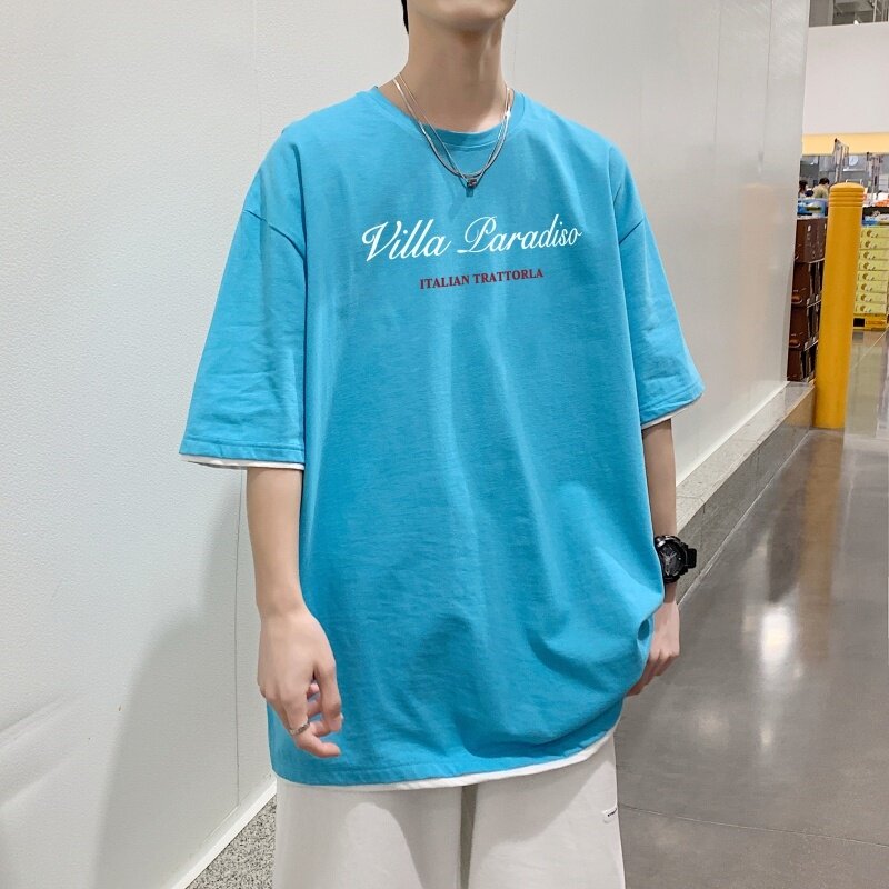 T3342P25港风落肩纯棉男T短袖潮趣印花T恤春夏新款2022男宽松T恤,男装T恤,星座510A-6