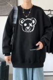 Y2458P38港风秋季新款小熊印花圆领卫衣男潮流宽松青少年休闲外套，男装卫衣，星座510A-6